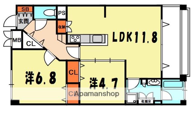 ロザージュコニシ(2LDK/3階)の間取り写真