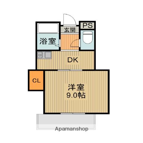 ヴィレッジコート深田(1DK/4階)の間取り写真