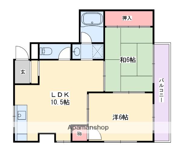 パレ東中振(2DK/5階)の間取り写真