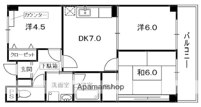 レスポワール星田(3DK/4階)の間取り写真