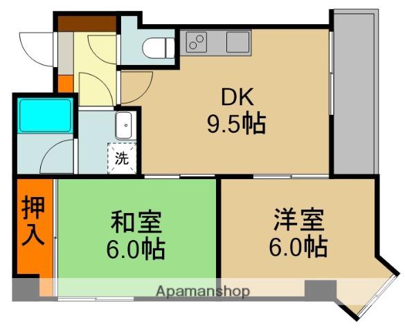 カルチェダムールB棟(2LDK/1階)の間取り写真