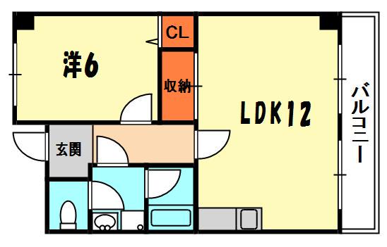 ベルビュー3番館(1LDK/3階)の間取り写真