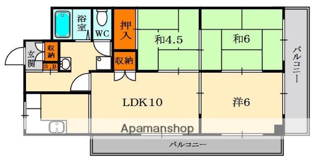 クラウンマンション(3LDK/2階)の間取り写真