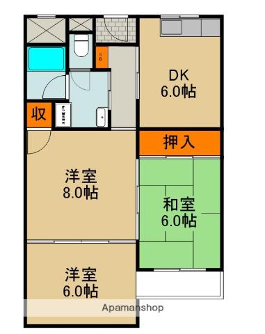 シティーライフ下島(3DK/4階)の間取り写真
