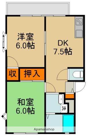 ゆったりPOPO C棟(2DK/3階)の間取り写真