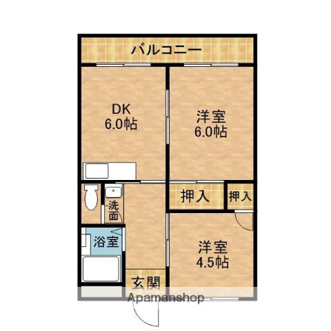 まるきハイツ清水(2DK/2階)の間取り写真