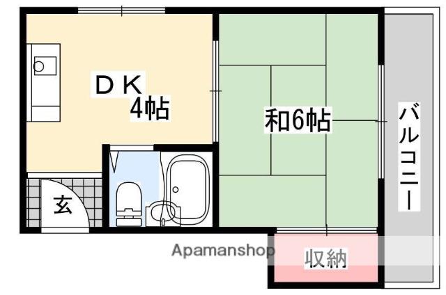 高柳ハイツ(1DK/2階)の間取り写真