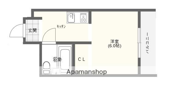メゾンソレイユ(1K/4階)の間取り写真