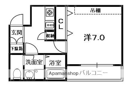 ハーモニーライフ須山(1K/2階)の間取り写真