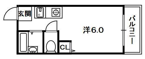 シャンテー中宮Ⅰ(ワンルーム/5階)の間取り写真