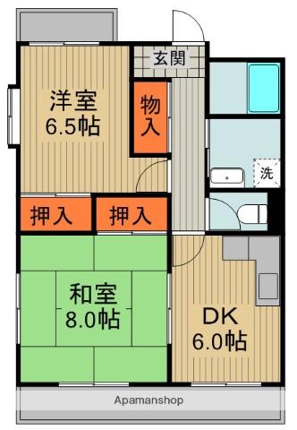 文夫ハイツⅡ(2DK/2階)の間取り写真