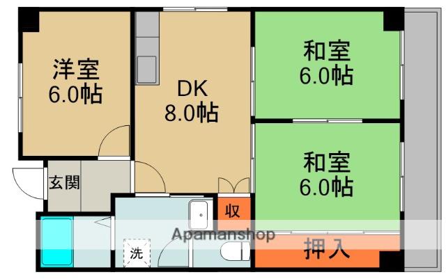 グラシエール門真(3DK/1階)の間取り写真