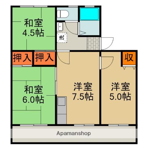 柳町ハイツ(3DK/3階)の間取り写真