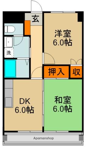 アペックスハイム守口(2DK/4階)の間取り写真