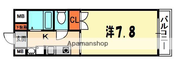 MS FLAT(1K/4階)の間取り写真