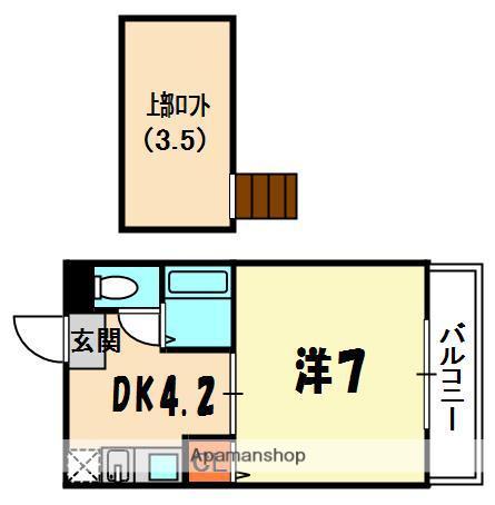エクセル小林(1DK/3階)の間取り写真