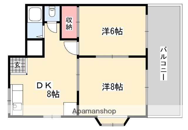 赤井マンション高柳(2DK/4階)の間取り写真