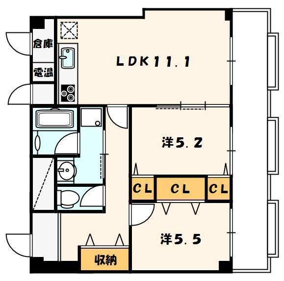 すずらん(2LDK/1階)の間取り写真