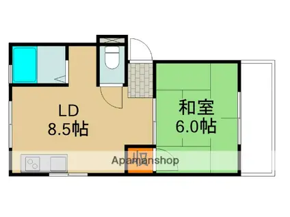 菊恵マンション(1DK/3階)の間取り写真