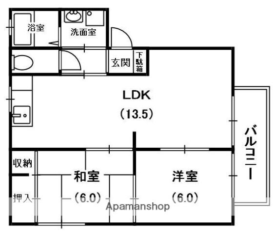シャーメゾン茄子作(2LDK/1階)の間取り写真