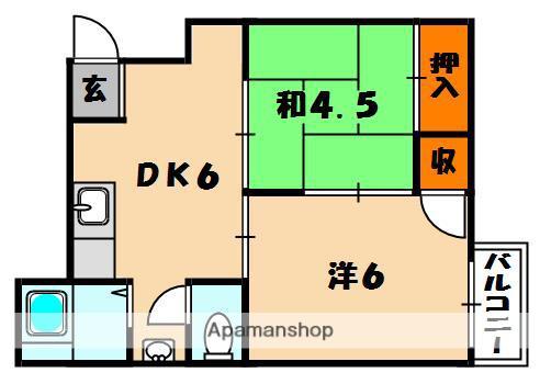 香里園ハウス(2DK/2階)の間取り写真