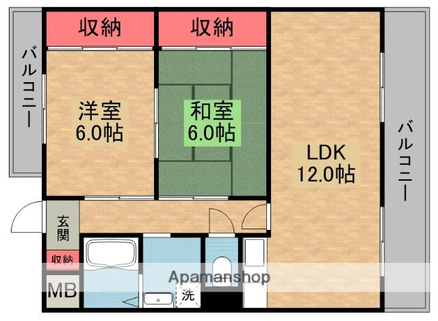 ビレッジ招提(2LDK/3階)の間取り写真