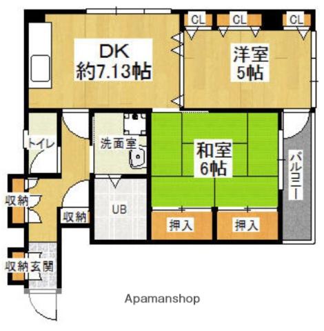 WITHハチセンビル(2DK/2階)の間取り写真