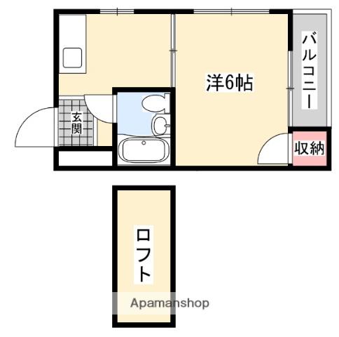 シャルマン田口(1K/2階)の間取り写真