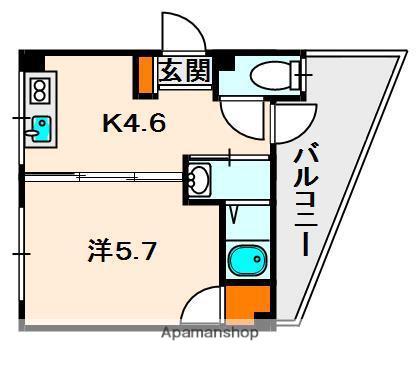 三国マンション(1DK/2階)の間取り写真