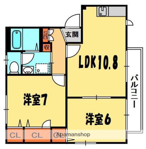 シャーメゾン PALB棟(2LDK/1階)の間取り写真