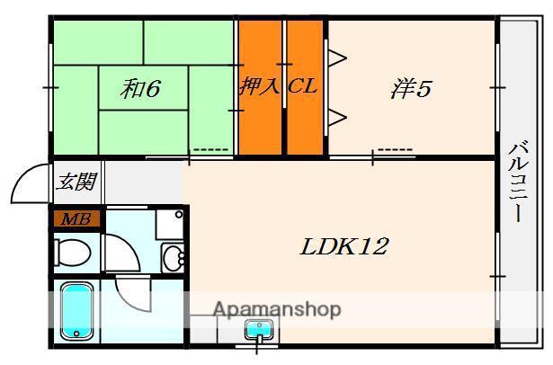 明生コーポラス(2LDK/3階)の間取り写真