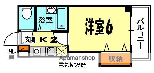 スタジオM(1K/6階)の間取り写真