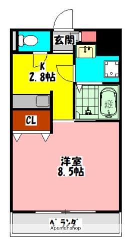 メイプルワン(1K/4階)の間取り写真