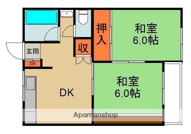城垣マンション(2DK/3階)の間取り写真