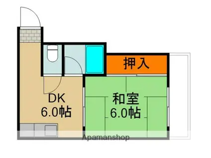 城垣マンション(1DK/2階)の間取り写真