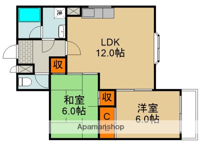 コーポ大東(2LDK/2階)の間取り写真