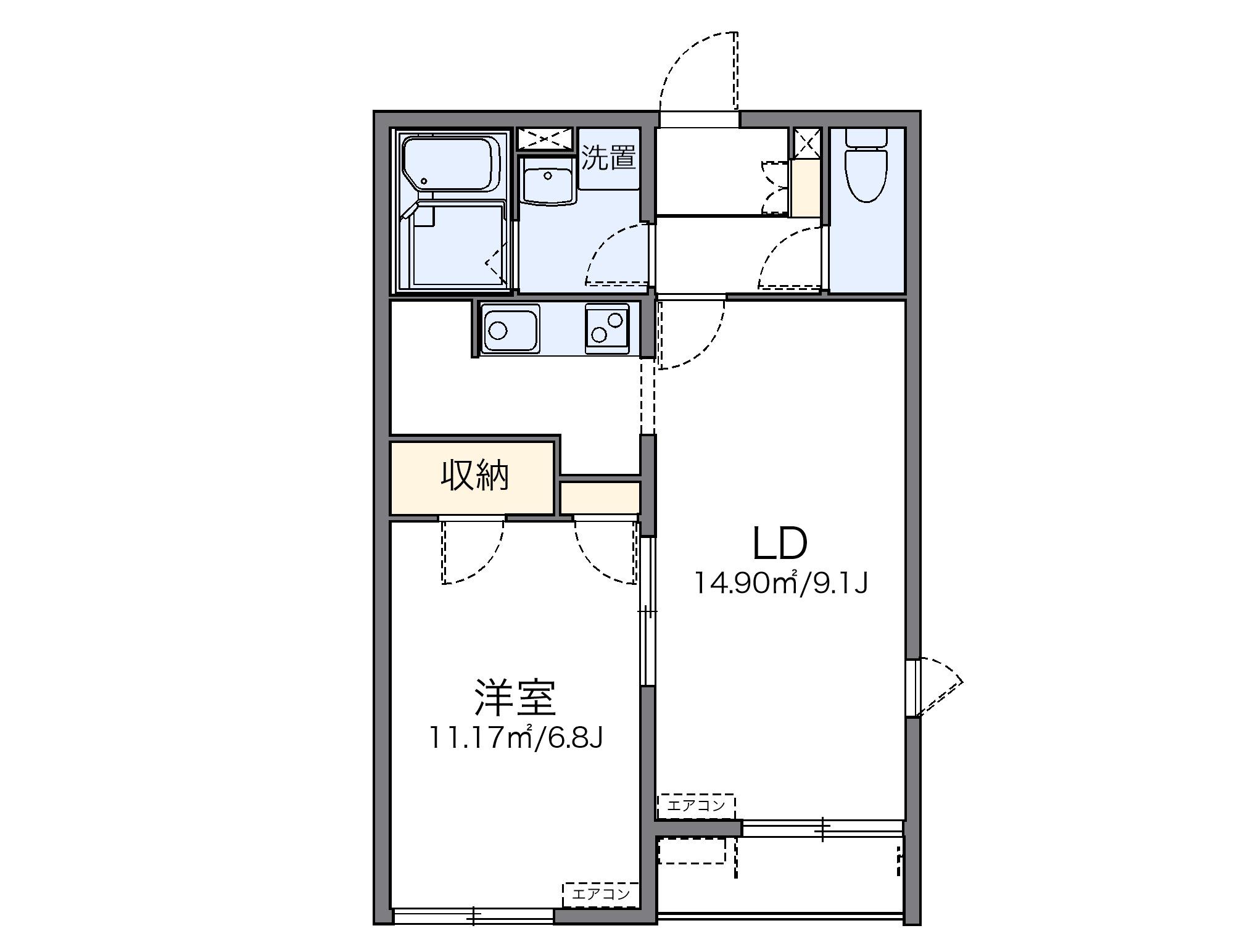 レオネクストサンモール畷(1LDK/2階)の間取り写真