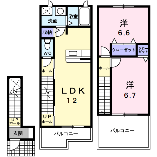 リブ・シンヴィレッジⅡ(2LDK/2階)の間取り写真