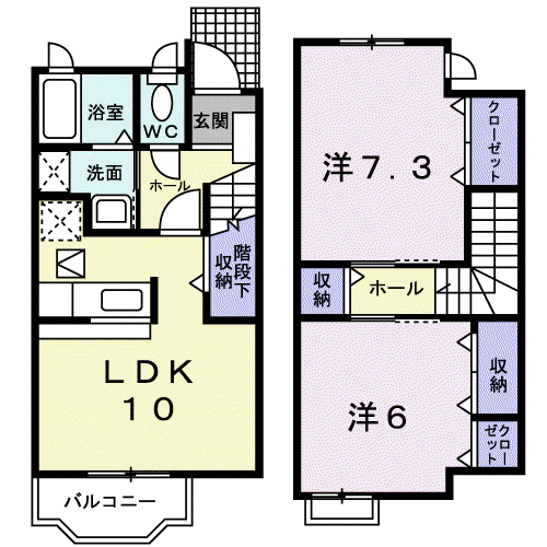 ウエストビレッジⅠ(2LDK/1階)の間取り写真