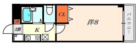 ボー・アルブル枚方長尾Ⅰ(ワンルーム/2階)の間取り写真