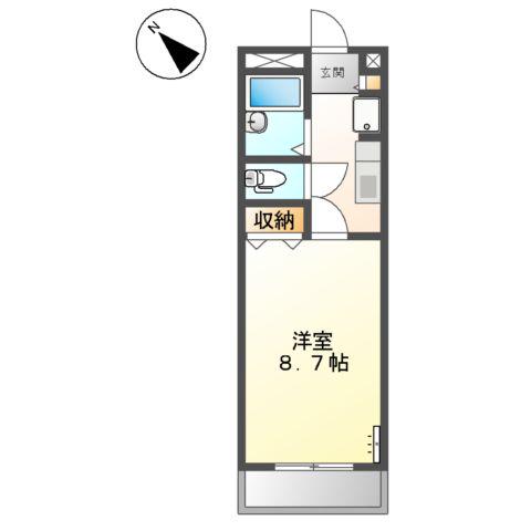 ビエンフェオークラⅡ(1K/4階)の間取り写真