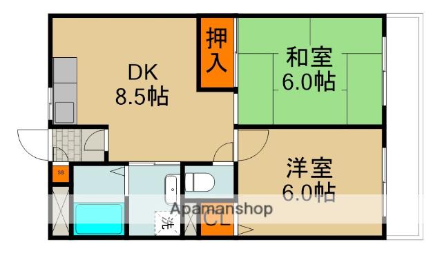 CONFORT SEKI(2DK/2階)の間取り写真