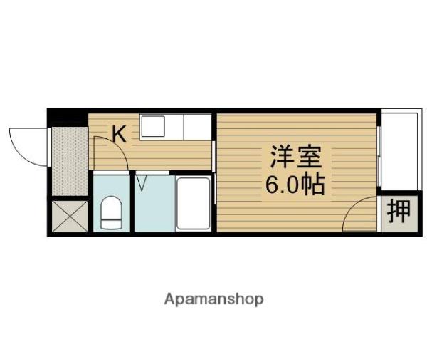 デウミ1(1K/4階)の間取り写真