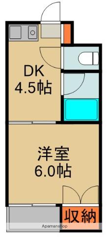 エステートTSUKUI(1DK/1階)の間取り写真