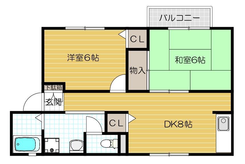 ウインディ彩Ⅱ(2LDK/2階)の間取り写真
