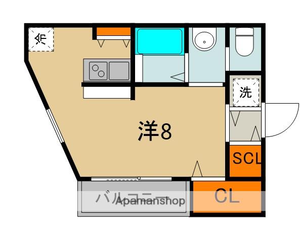 エンジェルズコート西三荘(1K/1階)の間取り写真