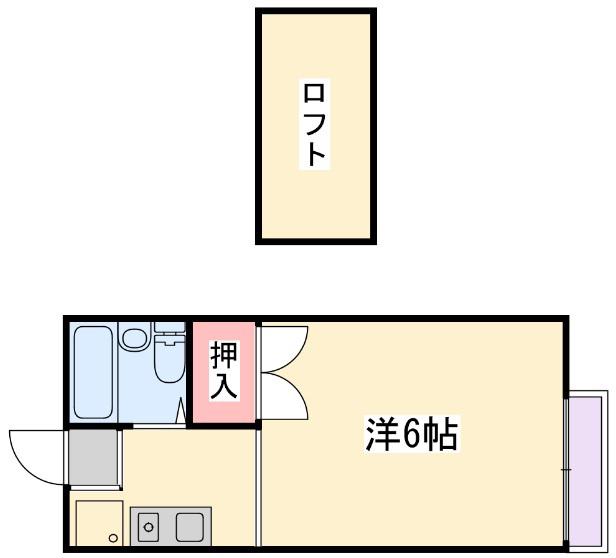 京阪電気鉄道京阪線 萱島駅 徒歩3分 2階建 築33年(ワンルーム/2階)の間取り写真
