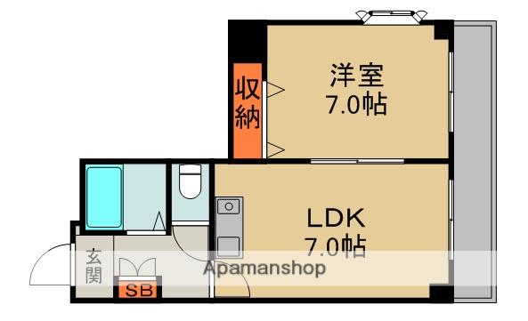 アーバンヨシダⅠ(1DK/3階)の間取り写真