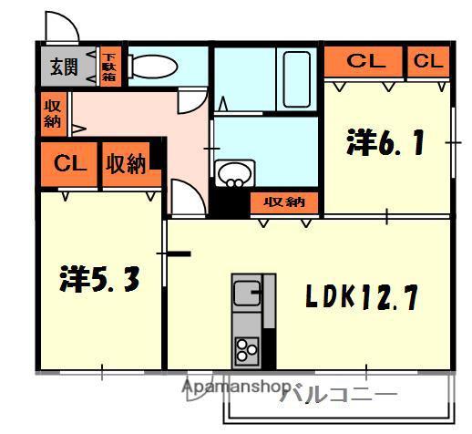 CASA DOMANI(2LDK/2階)の間取り写真