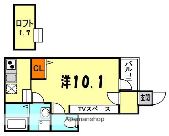 あんしんプラス走谷(ワンルーム/1階)の間取り写真